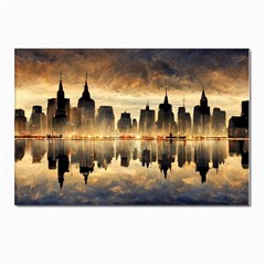 Manhattan Skyline Sunset Nyc Postcard 4 x 6  (pkg Of 10) by Wegoenart