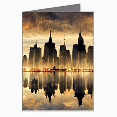 Manhattan Skyline Sunset Nyc Greeting Card by Wegoenart