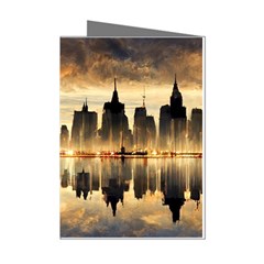 Manhattan Skyline Sunset Nyc Mini Greeting Cards (pkg Of 8) by Wegoenart