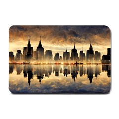 Manhattan Skyline Sunset Nyc Small Doormat by Wegoenart