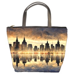 Manhattan Skyline Sunset Nyc Bucket Bag by Wegoenart