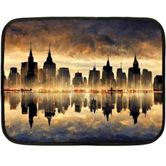 Manhattan Skyline Sunset Nyc Fleece Blanket (mini) by Wegoenart