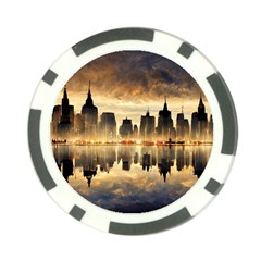 Manhattan Skyline Sunset Nyc Poker Chip Card Guard (10 Pack) by Wegoenart