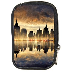 Manhattan Skyline Sunset Nyc Compact Camera Leather Case by Wegoenart