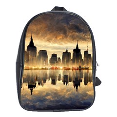 Manhattan Skyline Sunset Nyc School Bag (large) by Wegoenart