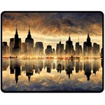 Manhattan Skyline Sunset Nyc Fleece Blanket (Medium)  60 x50  Blanket Front