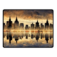 Manhattan Skyline Sunset Nyc Fleece Blanket (small) by Wegoenart