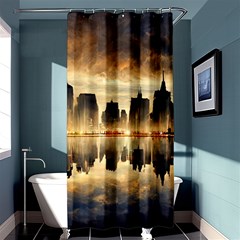 Manhattan Skyline Sunset Nyc Shower Curtain 36  X 72  (stall)  by Wegoenart