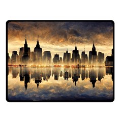 Manhattan Skyline Sunset Nyc Double Sided Fleece Blanket (small)  by Wegoenart