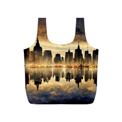 Manhattan Skyline Sunset Nyc Full Print Recycle Bag (s) by Wegoenart