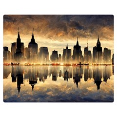 Manhattan Skyline Sunset Nyc Double Sided Flano Blanket (medium)  by Wegoenart