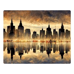 Manhattan Skyline Sunset Nyc Double Sided Flano Blanket (large)  by Wegoenart