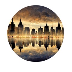 Manhattan Skyline Sunset Nyc Mini Round Pill Box by Wegoenart