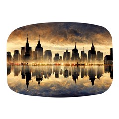 Manhattan Skyline Sunset Nyc Mini Square Pill Box by Wegoenart