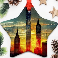 New York City Sunset Dusk Twilight Ornament (star) by Wegoenart