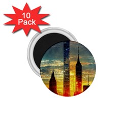 New York City Sunset Dusk Twilight 1 75  Magnets (10 Pack)  by Wegoenart