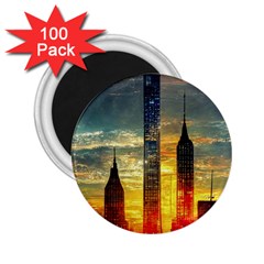 New York City Sunset Dusk Twilight 2 25  Magnets (100 Pack)  by Wegoenart