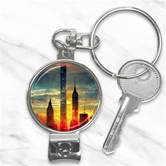 New York City Sunset Dusk Twilight Nail Clippers Key Chain by Wegoenart