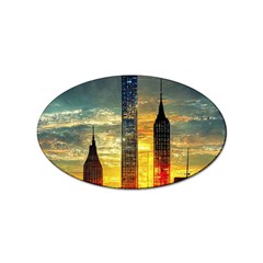 New York City Sunset Dusk Twilight Sticker Oval (100 Pack) by Wegoenart