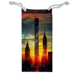 New York City Sunset Dusk Twilight Jewelry Bag by Wegoenart