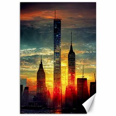 New York City Sunset Dusk Twilight Canvas 12  X 18  by Wegoenart