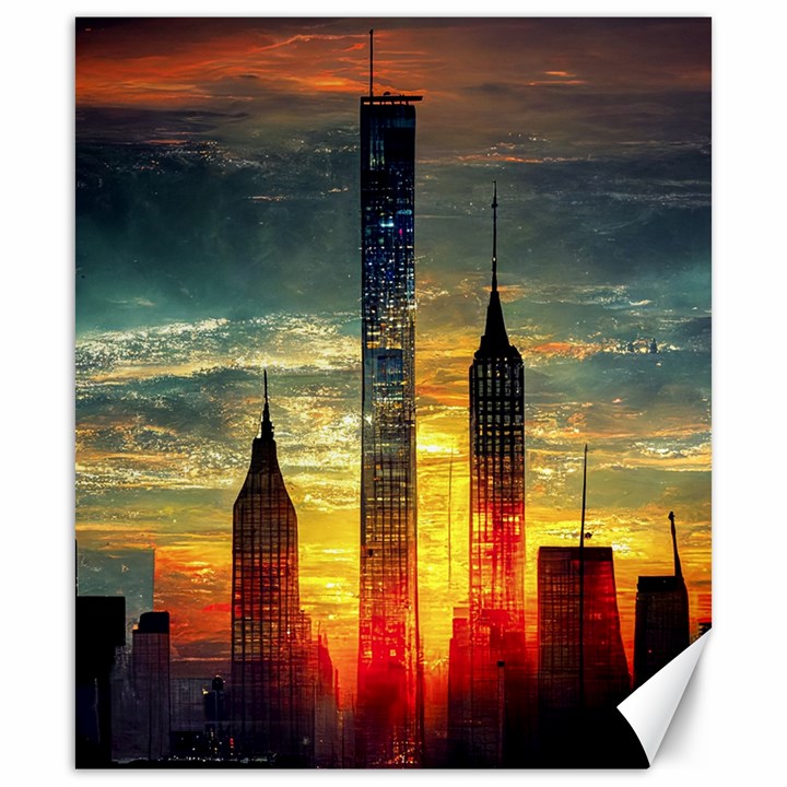 New York City Sunset Dusk Twilight Canvas 20  x 24 