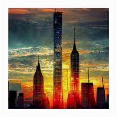 New York City Sunset Dusk Twilight Medium Glasses Cloth by Wegoenart