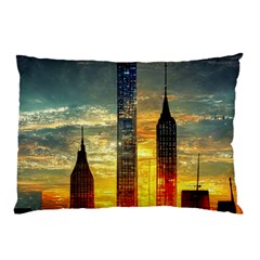 New York City Sunset Dusk Twilight Pillow Case by Wegoenart