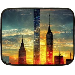 New York City Sunset Dusk Twilight Fleece Blanket (mini) by Wegoenart