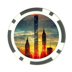 New York City Sunset Dusk Twilight Poker Chip Card Guard (10 Pack) by Wegoenart