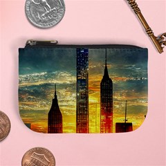 New York City Sunset Dusk Twilight Mini Coin Purse by Wegoenart