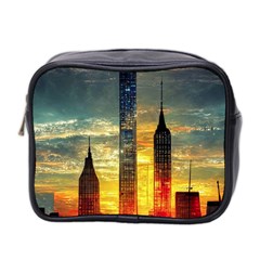 New York City Sunset Dusk Twilight Mini Toiletries Bag (two Sides) by Wegoenart