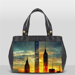 New York City Sunset Dusk Twilight Oversize Office Handbag (2 Sides) by Wegoenart