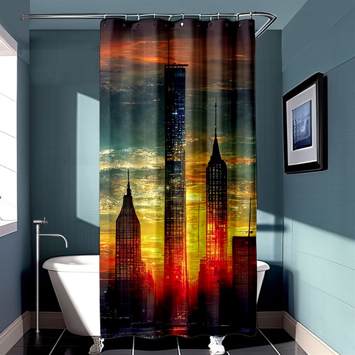 New York City Sunset Dusk Twilight Shower Curtain 36  x 72  (Stall) 