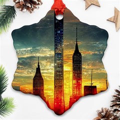 New York City Sunset Dusk Twilight Ornament (snowflake) by Wegoenart