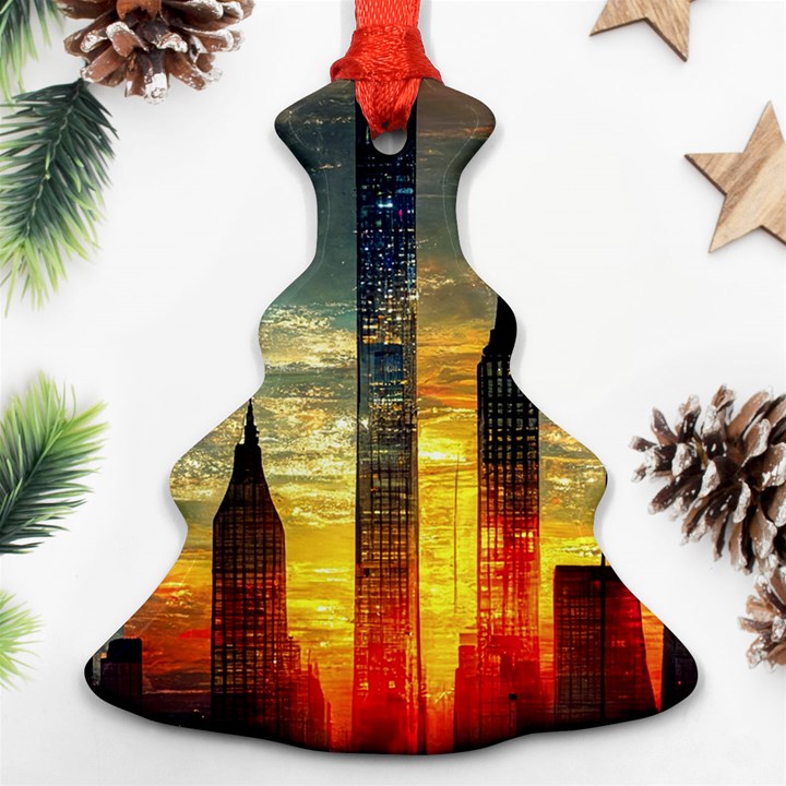 New York City Sunset Dusk Twilight Ornament (Christmas Tree) 