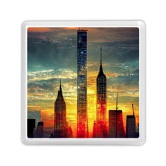 New York City Sunset Dusk Twilight Memory Card Reader (square) by Wegoenart