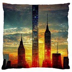 New York City Sunset Dusk Twilight Large Cushion Case (one Side) by Wegoenart