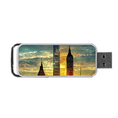 New York City Sunset Dusk Twilight Portable Usb Flash (one Side) by Wegoenart