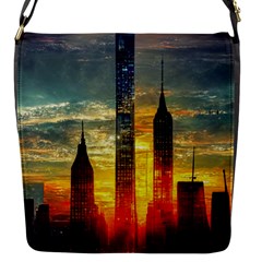 New York City Sunset Dusk Twilight Flap Closure Messenger Bag (s) by Wegoenart