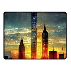 New York City Sunset Dusk Twilight Double Sided Fleece Blanket (small)  by Wegoenart