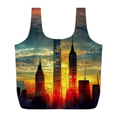 New York City Sunset Dusk Twilight Full Print Recycle Bag (l) by Wegoenart