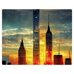 New York City Sunset Dusk Twilight Double Sided Flano Blanket (medium)  by Wegoenart