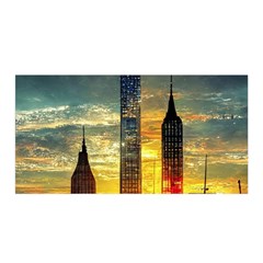 New York City Sunset Dusk Twilight Satin Wrap 35  X 70  by Wegoenart