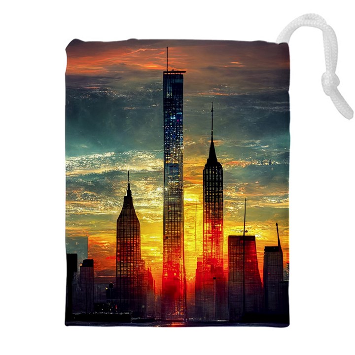 New York City Sunset Dusk Twilight Drawstring Pouch (5XL)