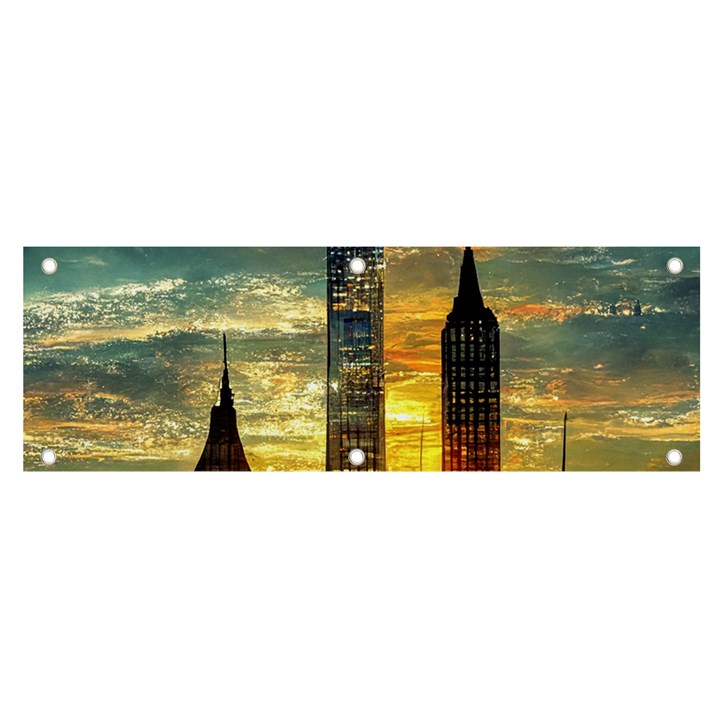 New York City Sunset Dusk Twilight Banner and Sign 6  x 2 