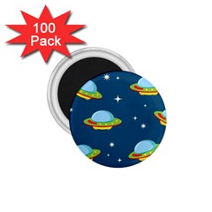 Seamless Pattern Ufo With Star Space Galaxy Background 1 75  Magnets (100 Pack)  by Wegoenart