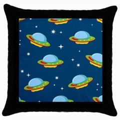 Seamless Pattern Ufo With Star Space Galaxy Background Throw Pillow Case (black) by Wegoenart