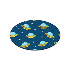 Seamless Pattern Ufo With Star Space Galaxy Background Sticker (oval) by Wegoenart