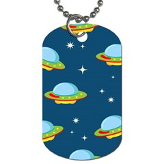 Seamless Pattern Ufo With Star Space Galaxy Background Dog Tag (one Side) by Wegoenart